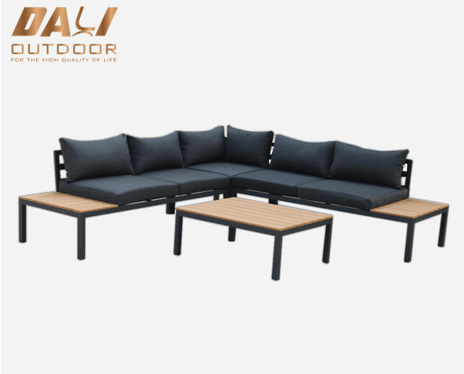 L shaped Adjustable Stock Garden Outdoor Furniture Aluminum Corner Sofa Set 