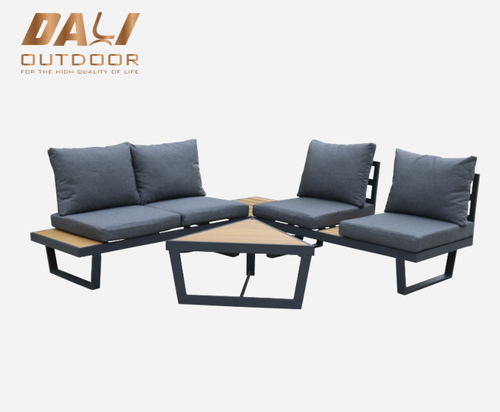 L shaped Adjustable Stock Garden Outdoor Furniture Aluminum Corner Sofa Set