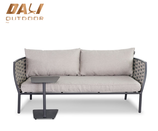Polyester Rope Aluminum Garden 2 Seater Sofa with customized cushion