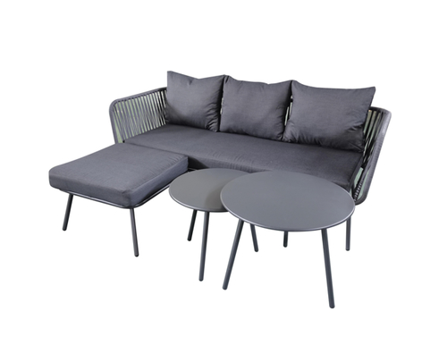 4-Seater Sectional Sofa Set For Patio with 2 Size Round Coffee table
