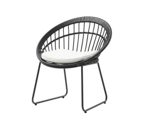 Outdoor Modern Iron KD Round Dining Chair with PE Rattan